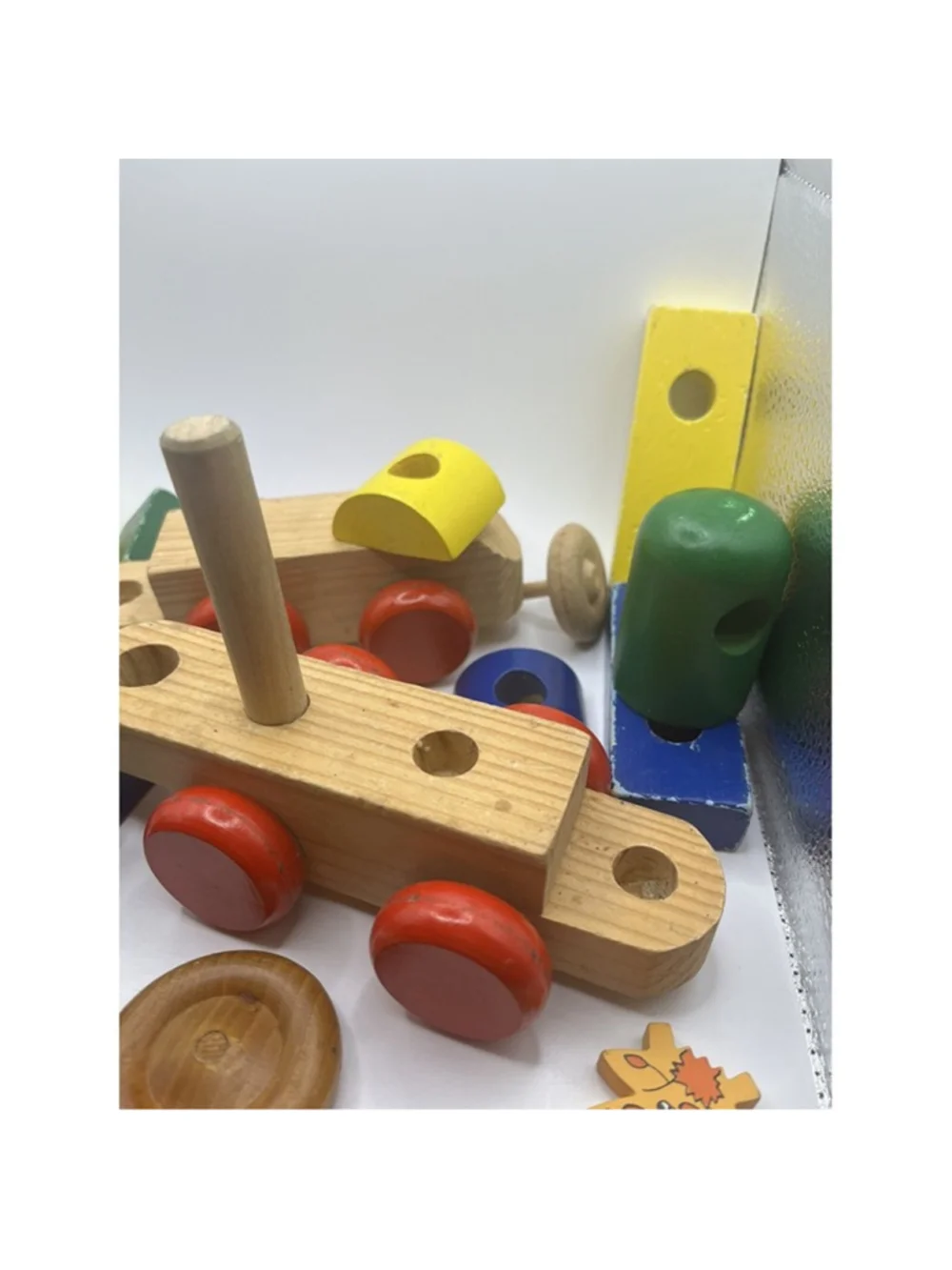 Melissa & Doug Classic Wood Stacking Wooden Blocks TRAIN PARTIAL , ZOO ANIMALS